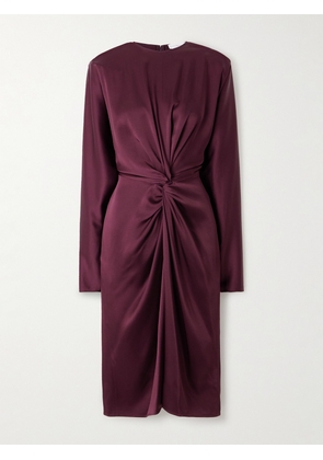 Stella McCartney - Twist-front Satin Midi Dress - Burgundy - IT34,IT36,IT38,IT40,IT42,IT44,IT46,IT48