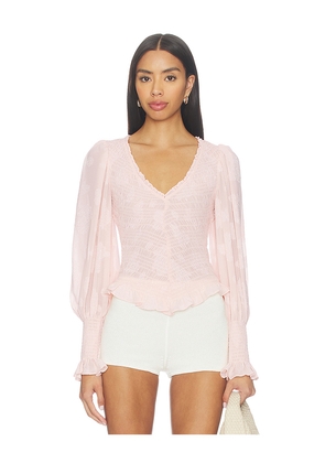 Free People x REVOLVE Smocked In Love Top in Peach. Size L. Also in XS, S, M, XL.