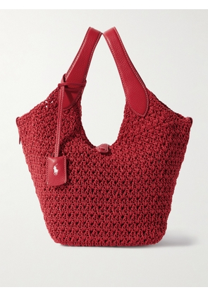 Polo Ralph Lauren - Polo Play Medium Textured Leather-trimmed Crocheted Cotton Tote - One size