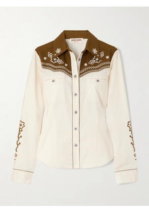 Emporio Sirenuse - Rodeo Embroidered Cotton-drill Shirt - Cream - IT38,IT40,IT42,IT44,IT46,IT48,IT50