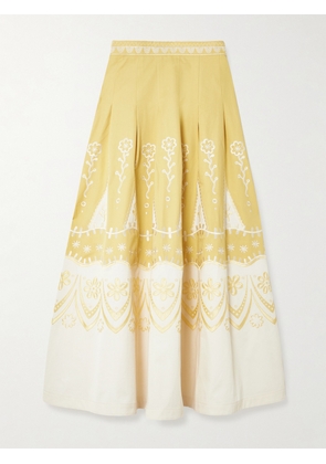 Emporio Sirenuse - Amelianna Embroidered Cotton Maxi Skirt - Yellow - IT38,IT40,IT42,IT44,IT46,IT48,IT50