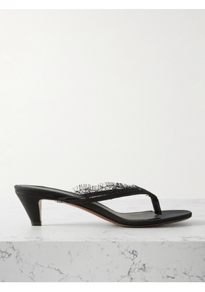 NEOUS - Kalliope Lace And Leather-trimmed Crepe De Chine Sandals - Black - IT35,IT36,IT36.5,IT37,IT37.5,IT38,IT38.5,IT39,IT39.5,IT40,IT41