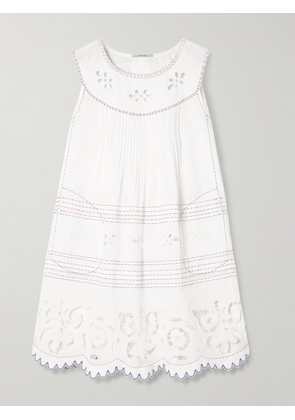 Vita Kin - Cleo Pintucked Broderie Anglaise Cotton-batiste Mini Dress - White - x small,small,medium,large
