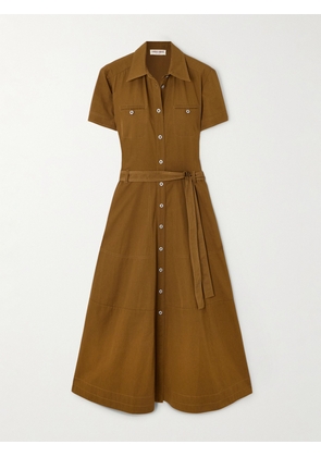 Emporio Sirenuse - Giselle Belted Cotton-drill Midi Shirt Dress - Brown - IT38,IT40,IT42,IT44,IT46,IT48,IT50