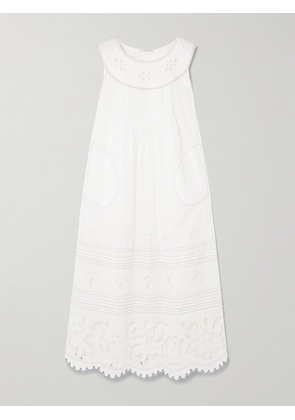 Vita Kin - Cleo Pintucked Broderie Anglaise Cotton-batiste Midi Dress - White - x small,small,medium,large