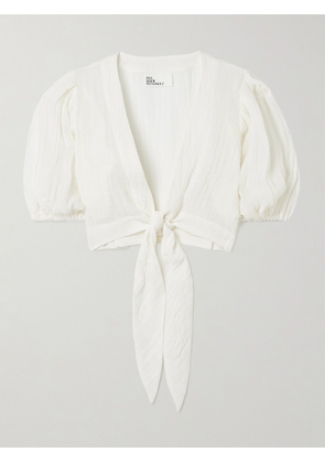 Lisa Marie Fernandez - Cropped Tie-front Linen-blend Gauze Top - White - 1,2,3,4