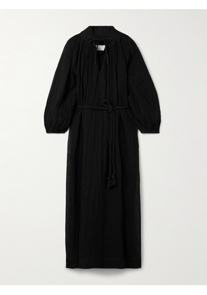 Lisa Marie Fernandez - Poet Linen-blend Gauze Midi Dress - Black - 1,2,3,4