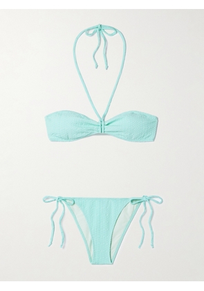 Lisa Marie Fernandez - Gathered Seersucker Halterneck Bikini - Green - 1,2,3,4
