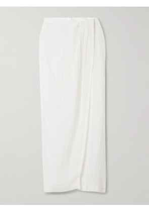Lisa Marie Fernandez - Pleated Crinkled Linen-blend Gauze Pareo - White - 1,2,3,4