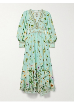 Camilla - Crystal-embellished Printed Silk Crepe De Chine Maxi Dress - Blue - xx small,x small,small,medium,large,x large,xx large