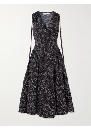 Proenza Schouler White Label - Clayton Pleated Printed Cotton-poplin Midi Dress - Gray - US0,US2,US4,US6,US8,US10,US12