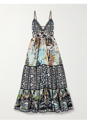 Camilla - Tiered Printed Organic Cotton-poplin Maxi Dress - Multi - xx small,x small,small,medium,large,x large,xx large