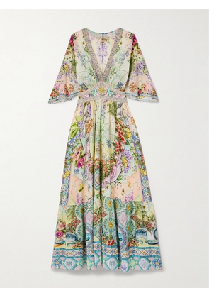 Camilla - Just Coasting Crystal-embellished Printed Silk Crepe De Chine Maxi Dress - Multi - xx small,x small,small,medium,large,x large,xx large