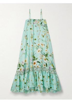 Camilla - Strapless Floral-print Silk-twill Maxi Dress - Blue - xx small,x small,small,medium,large,x large
