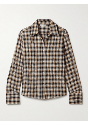 Acne Studios - Checked Crinkled-twill Shirt - Brown - FR 32,FR 34,FR 36,FR 38
