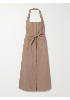 Cult Gaia - Rocio Belted Cotton-blend Twill Halterneck Midi Dress - Brown - US0,US2,US4,US6,US8,US10,US12