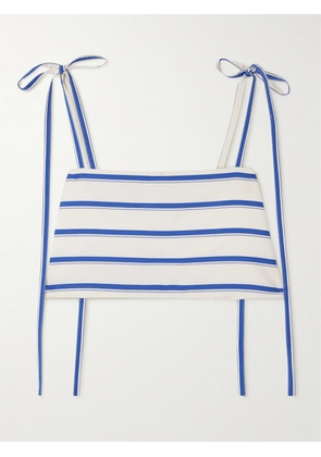 Rosie Assoulin - Cropped Striped Herringbone Cotton-blend Top - Blue - US0,US2,US4,US6,US8,US10,US12