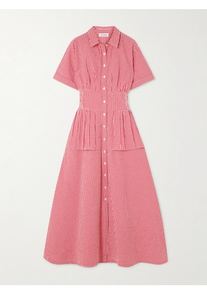 Rosie Assoulin - Boogie Woogie Bugle Boy Gingham Cotton-seersucker Maxi Shirt Dress - Red - US0,US2,US4,US6,US8,US10,US12