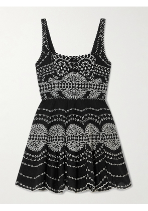 Charo Ruiz - Winnie Broderie Anglaise Cotton-blend Mini Dress - Black - x small,small,medium,large,x large