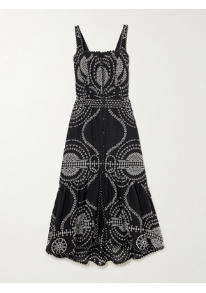 Charo Ruiz - Greba Broderie Anglaise Cotton-blend Midi Dress - Black - x small,small,medium,large,x large