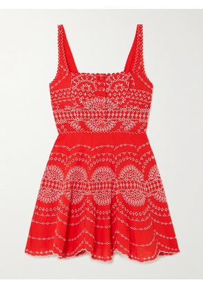 Charo Ruiz - Winnie Broderie Anglaise Cotton-blend Mini Dress - Red - x small,small,medium,large,x large