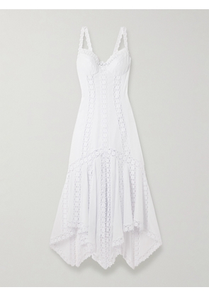 Charo Ruiz - Blossel Tiered Guipure Lace-trimmed Cotton-blend Voile Midi Dress - White - x small,small,medium,large,x large