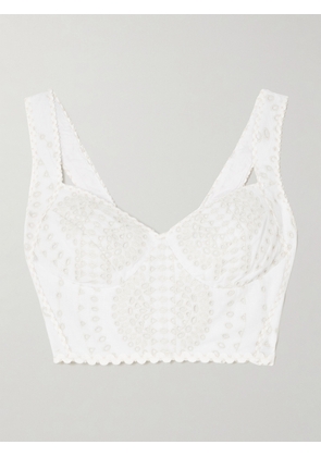 Charo Ruiz - Goldie Broderie Anglaise Cotton-blend Bustier Top - Ivory - x small,small,medium,large