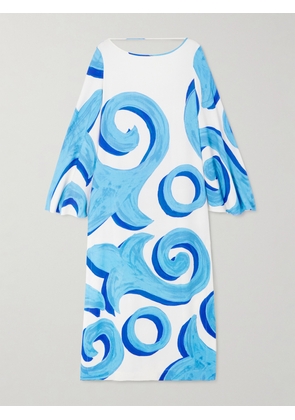 Themis Z - Urania Open-back Printed Satin Maxi Dress - Blue - FR 34,FR 36,FR 38,FR 40,FR 42,FR 44