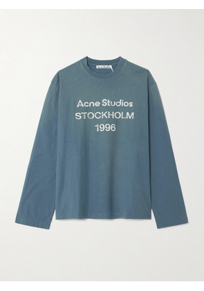 Acne Studios - Printed Organic Cotton And Hemp-blend Jersey T-shirt - Blue - xx small,x small,small,medium,large,x large