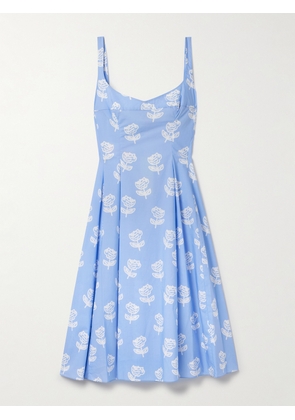 Marni - Pleated Floral-print Cotton-poplin Midi Dress - Blue - IT36,IT38,IT40,IT42,IT44,IT46