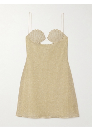 Oséree - Lumière Cutout Embroidered Metallic Stretch-knit Mini Dress - Gold - small,medium,large,x large