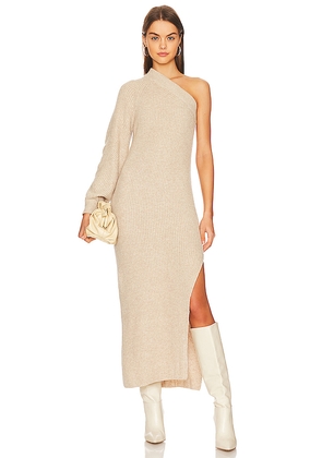 L'Academie Feride One Shoulder Midi Dress in Nude. Size L. Also in M, XL.