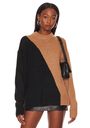 L'Academie Dagan Color Block Crewneck in Black,Brown. Size S. Also in XS.