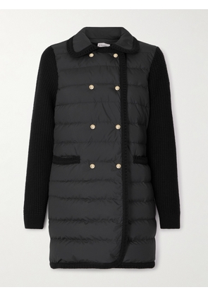 Moncler - Double-breasted Wool And Cashmere-blend And Quilted Shell Down Cardigan. - Black - xx small,x small,small,medium,large,x large