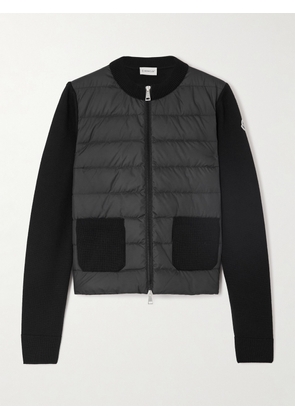 Moncler - Wool And Quilted Shell Down Cardigan - Black - xx small,x small,small,medium,large,x large,xx large