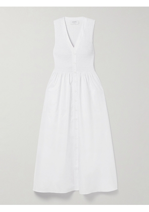 La Ligne - Shirred Cotton-poplin Midi Dress - White - x small,small,medium,large,x large