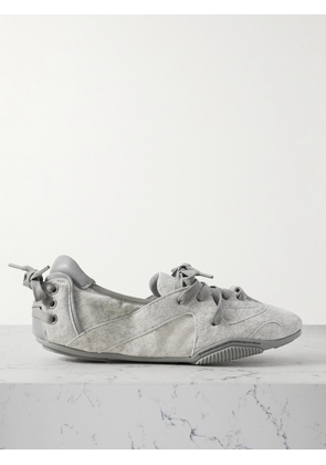 Acne Studios - Leather-trimmed Suede Ballet Flats - Gray - IT35,IT36,IT37,IT38,IT39,IT40,IT41