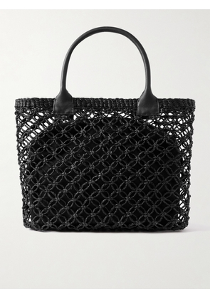 SENSI STUDIO - Leather-trimmed Straw Tote - Black - One size