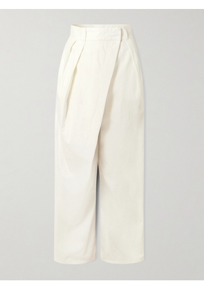 LOEWE - Layered Pleated High-rise Wide-leg Jeans - White - FR 32,FR 34,FR 36,FR 38,FR 40,FR 42,FR 44