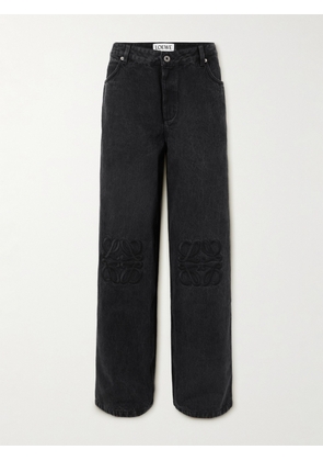 LOEWE - Anagram Baggy Appliquéd High-rise Wide-leg Jeans - Black - FR 34,FR 36,FR 38,FR 40,FR 42,FR 44