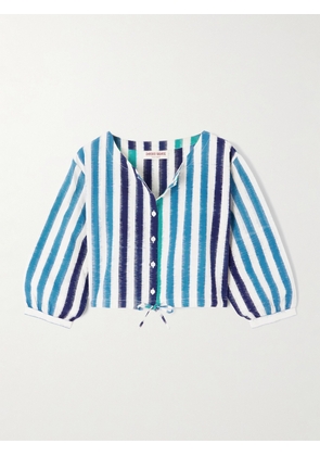 Emporio Sirenuse - Jinny Cropped Striped Cotton Blouse - Blue - IT36,IT38,IT40,IT42,IT44,IT46,IT48
