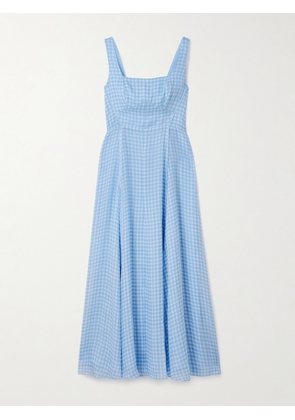 La Ligne - Gingham Silk Midi Dress - Blue - x small,small,medium,large,x large