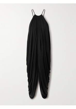 LOEWE - Embellished Draped Silk Halterneck Midi Dress - Black - FR 34,FR 36,FR 38,FR 40,FR 42,FR 44