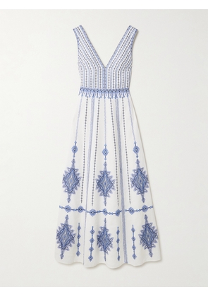 Emporio Sirenuse - Nellie Embroidered Linen And Cotton-blend Maxi Dress - Off-white - IT36,IT38,IT40,IT42,IT44,IT46,IT48,IT50