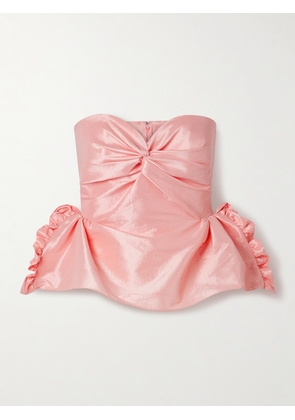 Kika Vargas - Tasha Strapless Twist-front Ruffled Taffeta Top - Pink - US2,US4,US6,US8,US10,US12