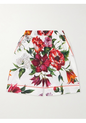 Dolce & Gabbana - Floral-print Cotton-poplin Shorts - White - IT36,IT38,IT40,IT42,IT44,IT46,IT48,IT50