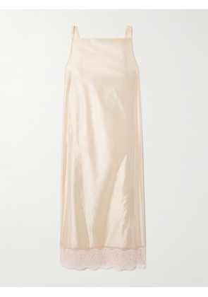 CARVEN - Chantilly Lace-trimmed Satin Midi Dress - Pink - FR 34,FR 36,FR 38,FR 40,FR 42