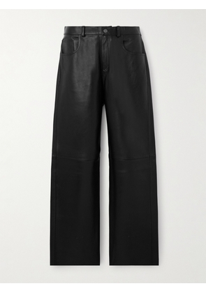 Haikure - Bonnie Leather Wide-leg Pants - Black - 23,24,25,26,27,28,29,30,31,32