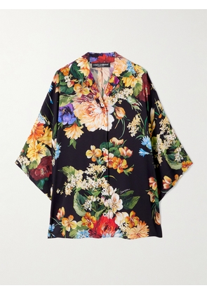 Dolce & Gabbana - Floral-print Silk-blend Charmeuse Shirt - Multi - IT36,IT38,IT40,IT42,IT44,IT46,IT48,IT50
