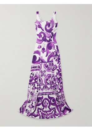 Dolce & Gabbana - Printed Satin Maxi Dress - Purple - IT36,IT38,IT40,IT42,IT44,IT46,IT48